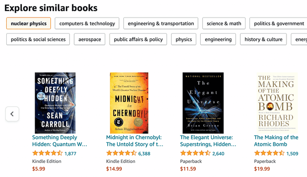 Similar books panel on the Amazon product page for the book Where Is My Flying Car?